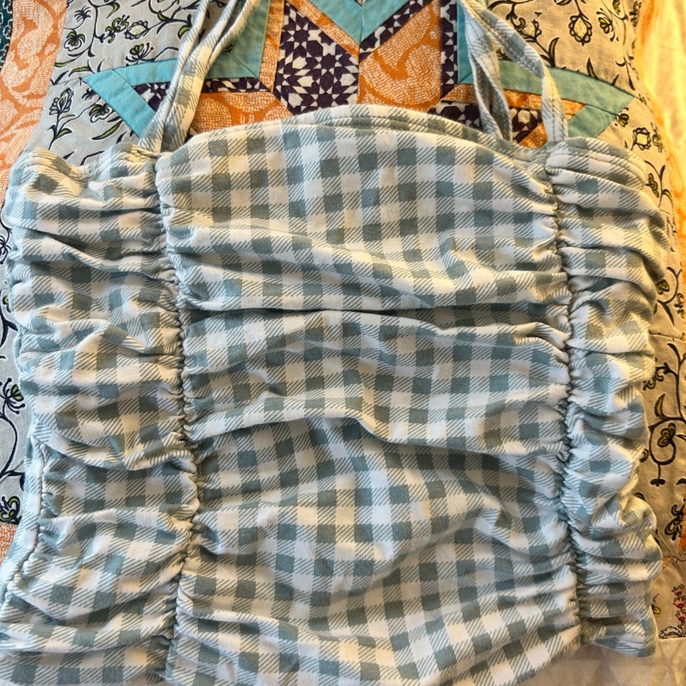 Extra small Hollister tank top green and white check print